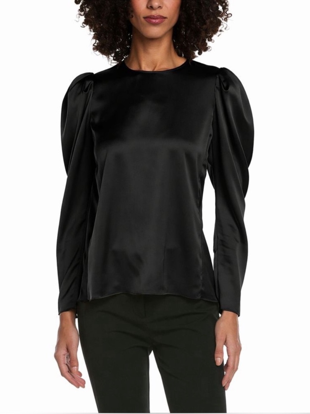 Frame Draped Front Femme Black Satin Blouse Size Large